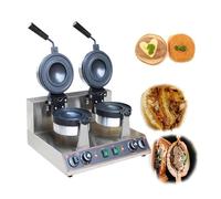 Hamburger Waffle Machine, Non-Stick Electric Panini Press, Commercial Rotating Waffle Maker, Double-Sided Heating, 180° Rotation Adjustable Temperature 50-300℃, 5 Minutes Timer,B