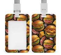 Hamburgers and Meat Funny ID Badge Holder with Lanyard Name Card Holders for Work Nurse Teacher