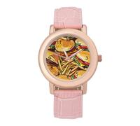 Hamburgers French Fries Fashion Women's Watch Easy Reader Novelty Slim Quartz Casual Dress Wrist Watches