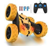 Hamdol Remote Control Car Double Sided 360°Rotating 4WD RC Cars with Headlights 2.4GHz Electric Race Stunt Toy Car Rechargeable Toy Cars for Boys Girls Birthday (Yellow)