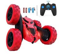 Hamdol Remote Control Car Double Sided 360°Rotating 4WD RC Cars with Headlights 2.4GHz Electric Race Stunt Toy Car Rechargeable Toy Cars for 6-12 Year Old Boys Girls Birthday Gift (Red)