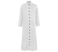 Hamender Men's Gothic Tailcoat Steampunk Jacket Victorian Carnival Costume Vintage Jacket Tuxedo Medieval Frock Coat Outerwear Medieval Priest Costume for Men (White, 3XL)