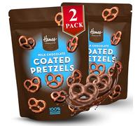 Hames Chocolates Milk Chocolate Coated Pretzels Pouch 2x - Crunchy Pretzel Bites Covered in Smooth Chocolate for Sweet and Salty Snacking Moments - Recyclable Packaging - 100g x 2 - Family Sharing