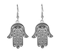 Hamesh Hand Earrings Evil Eye Dangle Earrings Hand of God Amulet Religious Jewelry for Women, Stainless Steel, No Gemstone