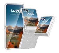 HAMEXLN Clear Case for Samsung Galaxy Z Flip 7/7 FE, Hinge Protection Cover Built-In Screen Protector Slim Bling Wireless Charging Shockproof Case,Purple,Flip 7