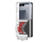 HAMEXLN Clear Case for Samsung Galaxy Z Flip 7, Ultra Thin Shockproof Cover with Wrist Strap Camera Protection Fold Case,Red,Z FLIP 7