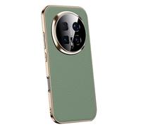 HAMEXLN Genuine Leather Case for Honor Magic 8 Pro/8, Precision Camera Lens Hole Protection Cover Slim Electroplated Shockproof Shell,Green,8Pro