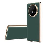 HAMEXLN Genuine Leather Case for Honor Magic V5, Built-In Screen Protector Luxury Cover Plating Anti-Scratch Protection Shell,Green,V5