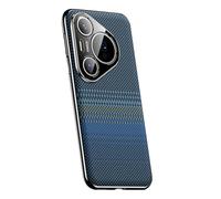 HAMEXLN Shell for Huawei Pura 80 Ultra/80 Pro +/80 Pro/80, Full Camera Protection Carbon Fiber Texture Leather Cover Electroplating Soft Edge,Blue,80 Pro +