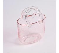 Hamhsin Bag Glass Vases for Decor Creative Bubble Handbag Flower Vase Desktop Glass Basket Vase Mini Crystal Fish Tank for Table Centerpieces, Kitchen, Office Living Room (pink)