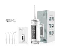 HamidOrg Water Flosser Teeth Gums cleaner, USB Rechargeable, Portable Cordless Oral Irrigator 180ML Travel Irrigation Cleaner IPX7 Waterproof 4 Nozzles & 6 Motorized Flushing Modes, For Daily Cleaning