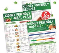 HAMIEW Set 3 Kidney Friendly Food List Chart, Kidney Disease Diet Meal Plan, Recipes Support, Hyperoxaluria, Oxalate Level, Low Sodium Potassium Phosphorus for CKD, Dialysis, Manage Hypertension