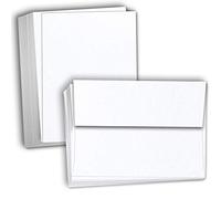 Hamilco Card Stock Blank Cards and Envelopes Flat 4" x 6" Linen White Cardstock Paper 100 Pack