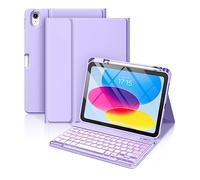 Hamile for iPad 11th 10th Generation Case with Keyboard - 7 Colors Backlit Wireless Detachable Folio Keyboard Cover with Pencil Holder for iPad 11-inch A16 2025 10th Gen 10.9 Inch 2022 (Purple)