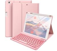 Hamile Keyboard Case for iPad 9th Generation /8th Gen/7th Gen 10.2 Inch - Backlit Detachable Wireless Stand Folio Keyboard Cover with Pencil Holder for iPad Pro 10.5" / iPad Air 3rd Gen (Pink)