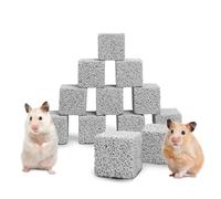 Hamiledyi 12 PCS Chinchilla Chew Toys Lava Blocks Hamster Chew Toys for Teeth Grinding Square Stone Mineral Calcium Stone for Bunny Rabbit Hamster Chinchillas Squirrel and Other Small Animals