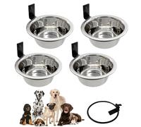 Hamiledyi 4 Pack Wall Mounted Elevated Dog Bowls - Adjustable Height Stainless Steel Raised Food & Water Bowls with Collapsible Stand for Medium & Large Dogs & Cats (M)