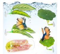 Hamiledyi 5 PCS Betta Hammock & Tunnel Set Acrylic Tube Tunnel with Suction Cup Soft Leaf Aquarium Decor Betta Fish Tank Accessories for Small Fish Shrimp Guppy Resting Hiding