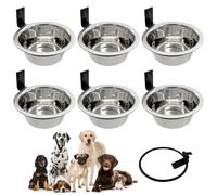 Hamiledyi 6 Pack Wall Mounted Elevated Dog Bowls - Adjustable Height Stainless Steel Raised Food & Water Bowls with Collapsible Stand for Medium & Large Dogs & Cats (M)