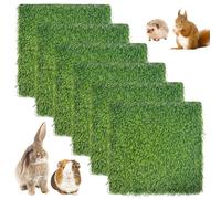 Hamiledyi 6 Pcs Artificial Rabbit Grass Mat 11.8" x 11.8" Reusable Guinea Pig Pee Pads Dog Grass Pee Pads for Puppy Bunny Chinchilla TrainerFloor Plastic Mats Feet Pads Indoor Outdoor