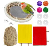 Hamiledyi Bird Breeding Nest, Handmade Hemp Rope Bird Cage House, Bed with Natural Coconut Fiber Parakeet Nest Hatch House for Cockatiel Canary Lovebird Finch and Other Small Birds