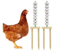 Hamiledyi Chicken Chewing Toy 2 Pack Chicken Coop Accessories with Calcium Stone & Wood Stake Enrichment Toys for Hens, Ducks, Geese, Cockatiel, Parakeet, Parrot, Budgie