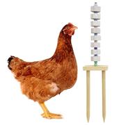 Hamiledyi Chicken Chewing Toy Chicken Coop Accessories with Calcium Stone & Wood Stake Enrichment Toys for Hens, Ducks, Geese, Cockatiel, Parakeet, Parrot, Budgie