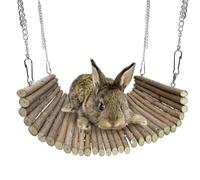 Hamiledyi Dwarf Rabbit Swing Toy Hamster Swing Natural Wooden Hamster Bridges Ladder Hideout Tunnel Guinea Pig Hanging Hammock Small Animal Chew Toys Cage Accessories for Bunny Chinchilla Rat