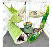 Hamiledyi Ferret Hammock 5 Pack Sugar Glider Climbing Ropes Toys Rat Hanging Tunnel Hammock Swing Squirrel Hideout Bed Cage Accessories for Hamster Mouse Small Animals
