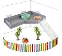 Hamiledyi Hermit Crab Platform with Ladder Climbing Toys Hermit Crab Climbing Wall Shelf Habitat Reptile Tank Decor Terrarium Accessories for Leopard Gecko Frog Turtle