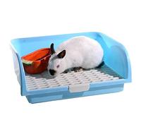 Hamiledyi Large Rabbit Litter Box Corner Bedding Box Chinchilla Toilet Trainer Square Potty Pet Pan for Adult Guinea Pig, Galesaur.Ferret and Other Animals Blue