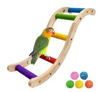 Hamiledyi Nature Wooden Bird Ladder Pet Parrots Climb Bridge Exercise Stands for Parakeet Climbing Chewing Bridge Bird Cage Accessories for Cockatiel Parakeet Lovebirds Budgie (‘S’ Style 1)