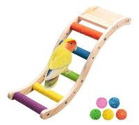Hamiledyi Nature Wooden Bird Ladder Pet Parrots Climb Bridge Exercise Stands for Parakeet Climbing Chewing Bridge Bird Cage Accessories for Cockatiel Parakeet Lovebirds Budgie (Colorful)