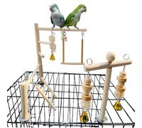 Hamiledyi Parrot Playground Parakeet Perches Outside Cage Bird Climbing Ladder Swing Toy Natural Wood Cockatiel Play Gyms Stand for Small Conure Love Birds Finch African Grey Macaw Amazon Budgies