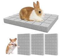Hamiledyi Rabbit Scratch Foot Pads - 4 PCS Natural Small Animal Lava Stone Teeth Grinding & Scratching Pad for Rabbit, Guinea Pig, Rat, Gerbil, Chinchilla, Hedgehog