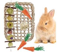 Hamiledyi Rabbit Seagrass Activity Mat Bunny Toy Hanging Rabbit Chew Toys for Teeth Bunny Enrichment Toys Seagrass Protector Mat Small Animal Toys for Chinchilla Guinea Pigs Hamsters Rats Rodent