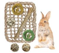 Hamiledyi Rabbit Seagrass Activity Mat Bunny Toy Hanging Rabbit Chew Toys for Teeth Rabbit Enrichment Toys Seagrass Protector Mat Small Animal Toys for Chinchilla Guinea Pig Hamster Rat Rodent