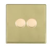 Hamilton 7G212XLEDITB250 Hartland G2 Screwless 2G 250W 2 Way LED Push On/Off Rotary Dimmer Switch - Polished Brass