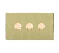 Hamilton 7G213XLEDITB100 Hartland G2 Screwless 3G 100W 2 Way LED Push On/Off Rotary Dimmer Switch - Polished Brass