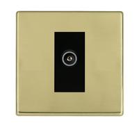 Hamilton 7G21DTVFB Hartland G2 Screwless 1G Non-Isolated Female Coaxial TV Socket Outlet - Polished Brass, Black Insert
