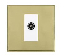 Hamilton 7G21DTVFW Hartland G2 Screwless 1G Non-Isolated Female Coaxial TV Socket Outlet - Polished Brass, White Insert