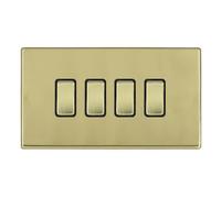 Hamilton 7G21R24PB-B Hartland G2 Screwless 4G 10AX 2 Way Plate Switch - Polished Brass, Black Insert