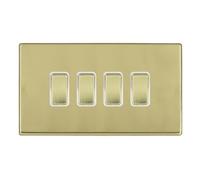 Hamilton 7G21R24PB-W Hartland G2 Screwless 4G 10AX 2 Way Plate Switch - Polished Brass, White Insert