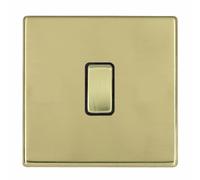 Hamilton 7G21RRTPB-B Hartland G2 Screwless 10AX Push To Make/Push to Break Retractive Plate Switch - Polished Brass, Black Insert
