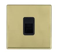 Hamilton 7G21TCMB Hartland G2 Screwless 1G Master Telephone Socket Outlet - Polished Brass, Black Insert