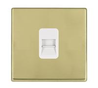 Hamilton 7G21TCMW Hartland G2 Screwless 1G Master Telephone Socket Outlet - Polished Brass, White Insert