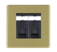 Hamilton 7G222J45B Hartland G2 Screwless 2G Unshielded RJ45 CAT5E Data Socket Outlet - Satin Brass, Black Insert