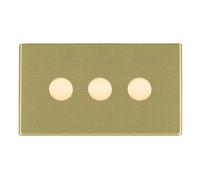 Hamilton 7G223XLEDITB100 Hartland G2 Screwless 3G 100W 2 Way LED Push On/Off Rotary Dimmer Switch - Satin Brass