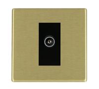 Hamilton 7G22DTVFB Hartland G2 Screwless 1G Non-Isolated Female Coaxial TV Socket Outlet - Satin Brass, Black Insert