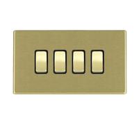 Hamilton 7G22R24SB-B Hartland G2 Screwless 4G 10AX 2 Way Plate Switch - Satin Brass, Black Insert